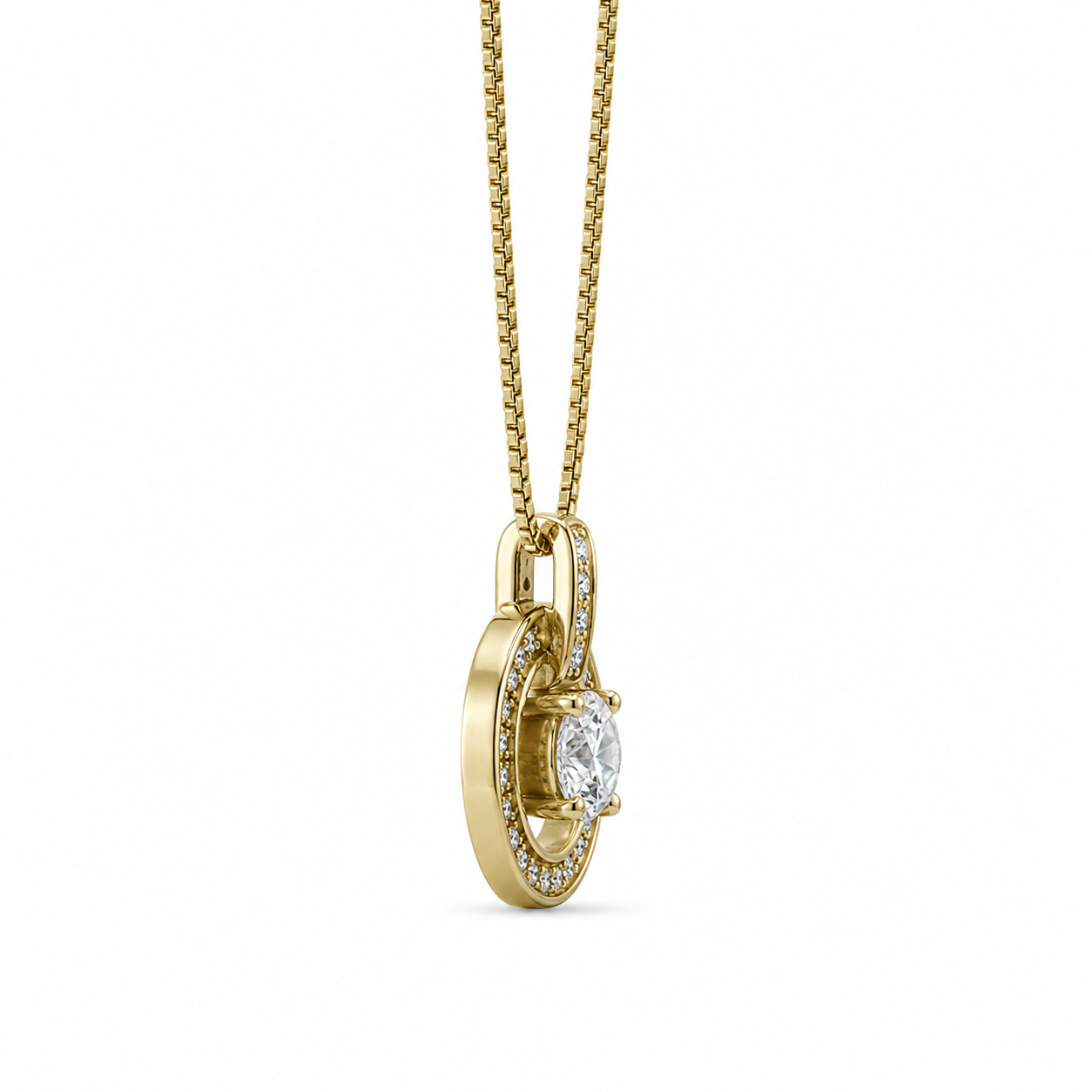 Round Halo Crystal Pendant Necklace