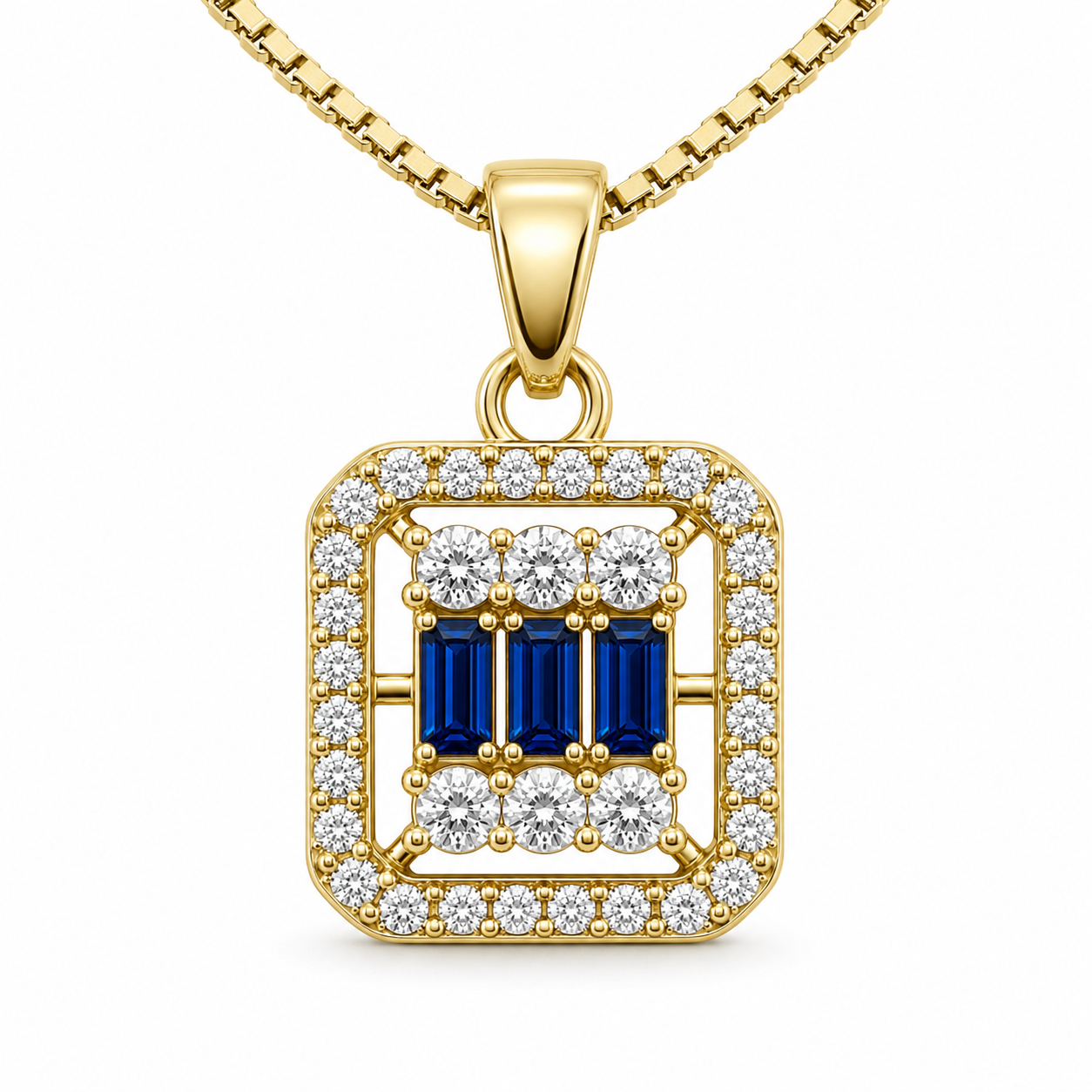 Crystal Baguette Mosaic Pendant Necklace