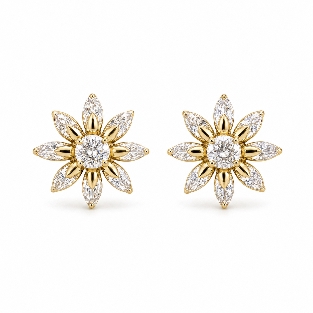 Crystal Flower Stud Earrings
