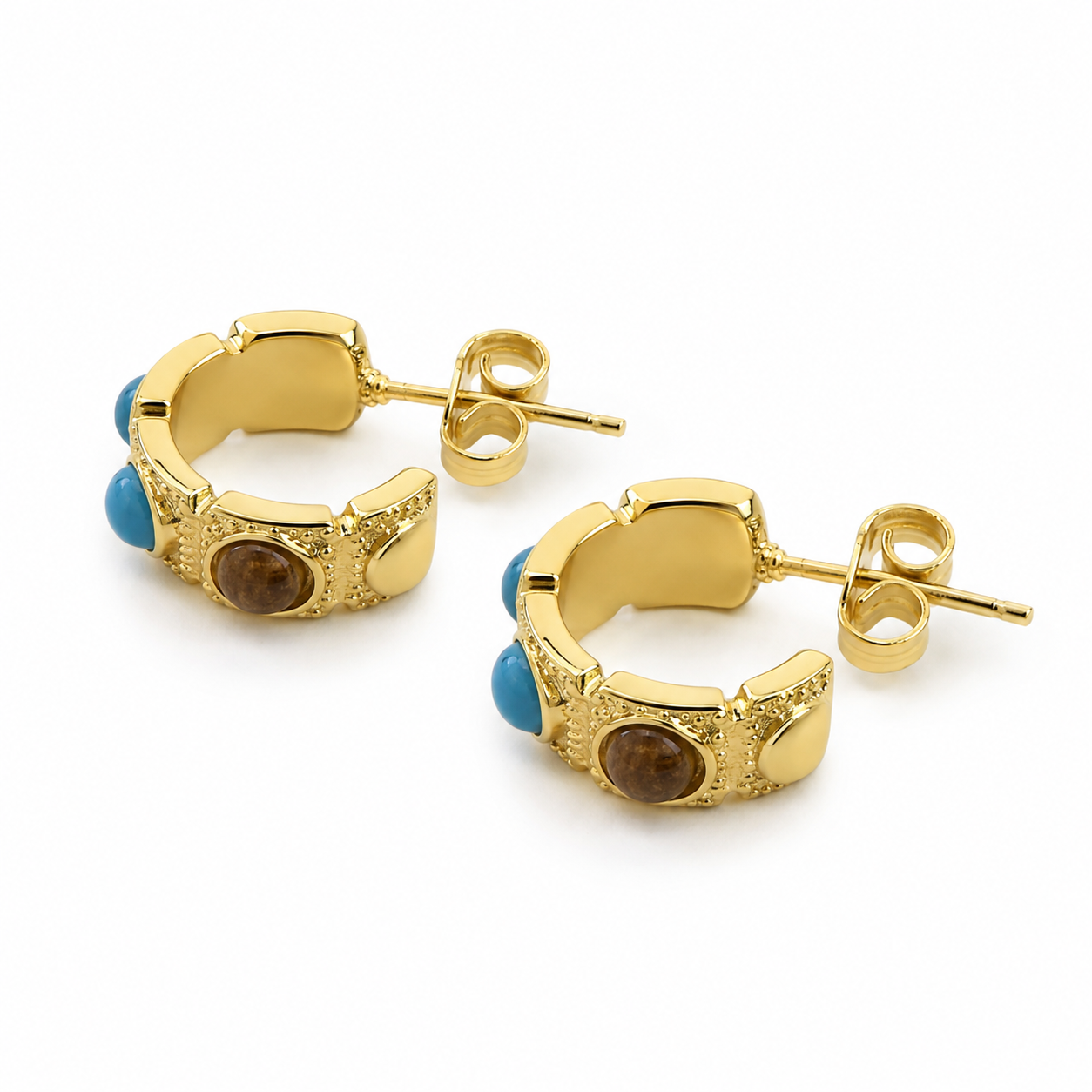 Turquoise Charm Hoop Earrings