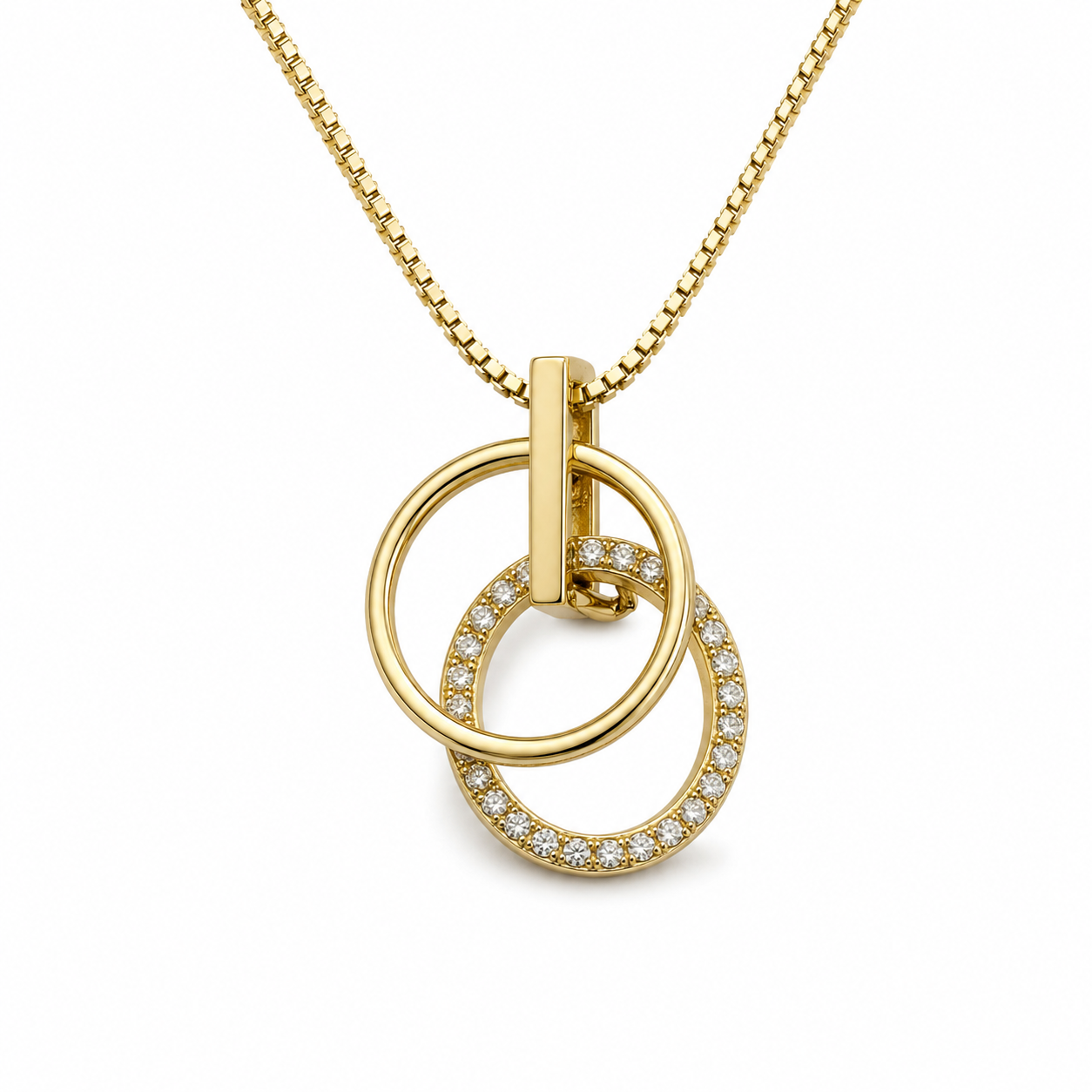 Crystal Interlocking Circle Pendant Necklace