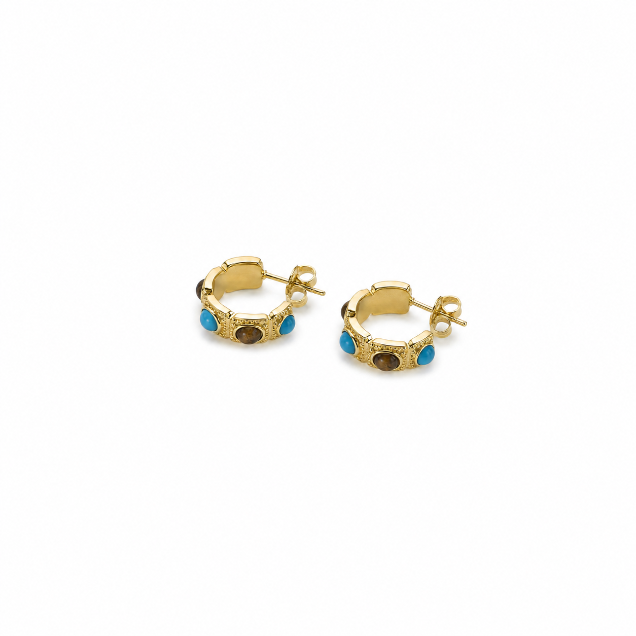 Turquoise Charm Hoop Earrings