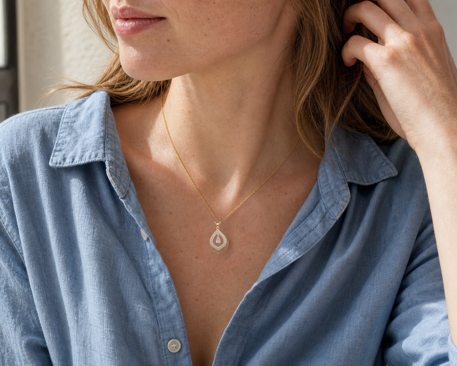 Crystal Teardrop Pendant Necklace