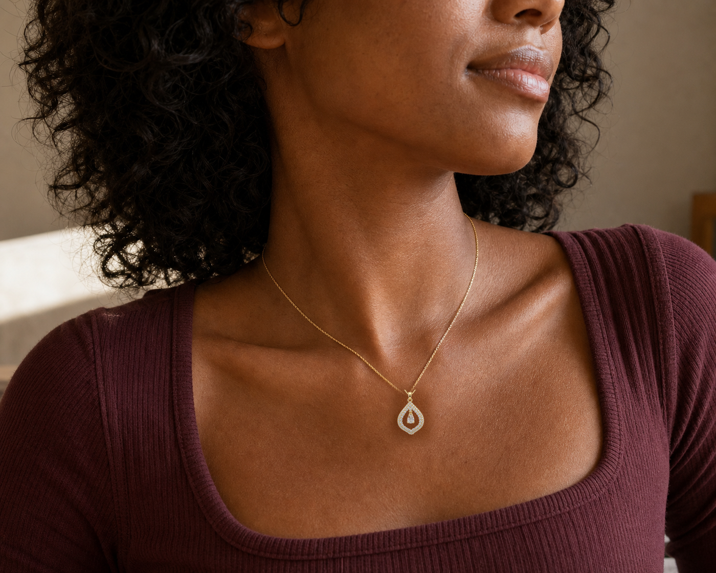 Crystal Teardrop Pendant Necklace