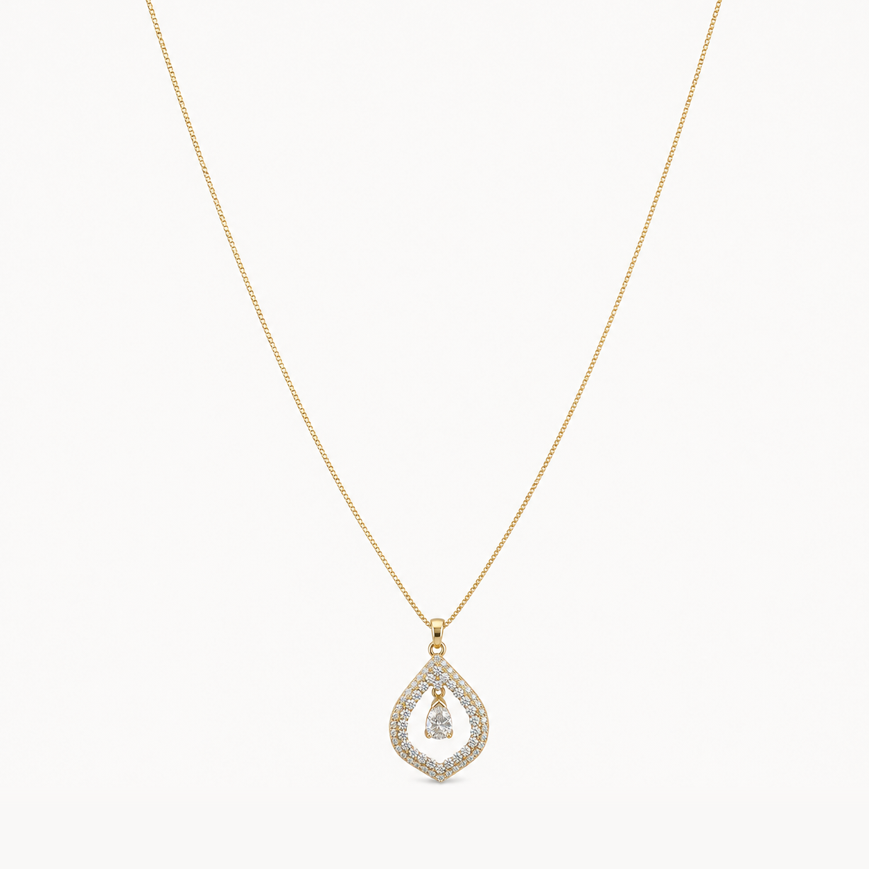 Crystal Teardrop Pendant Necklace