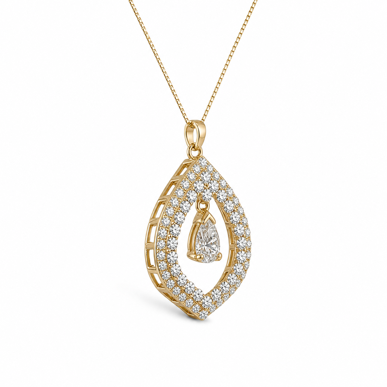 Crystal Teardrop Pendant Necklace
