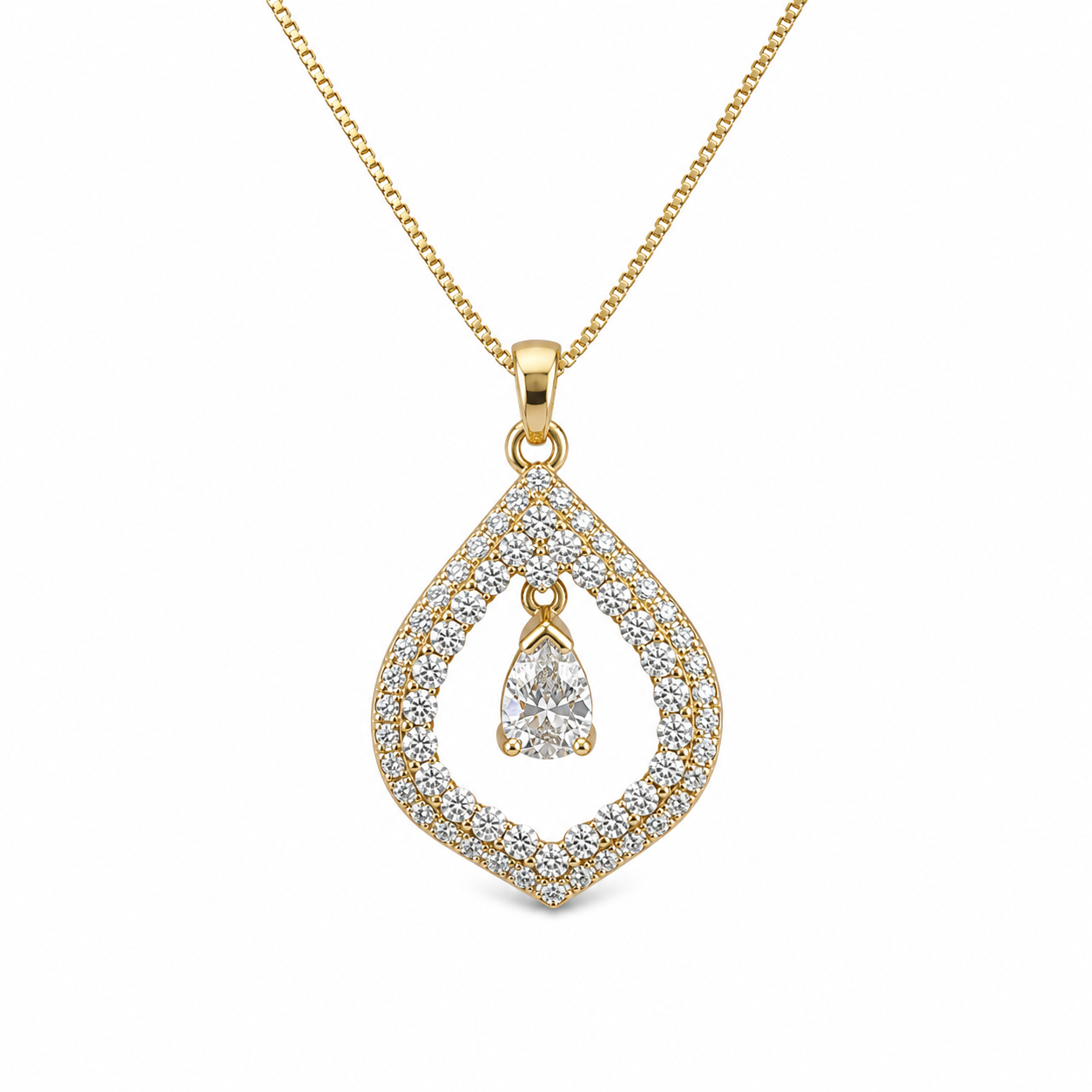 Crystal Teardrop Pendant Necklace