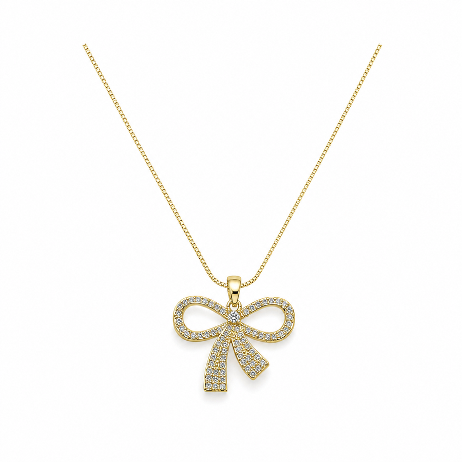 Crystal Bow Pendant Necklace