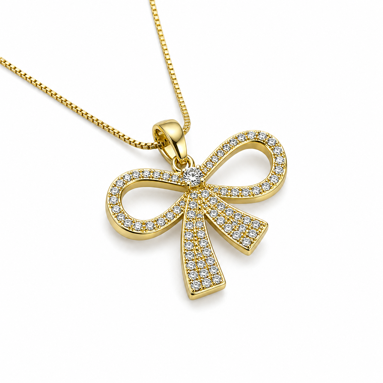 Crystal Bow Pendant Necklace