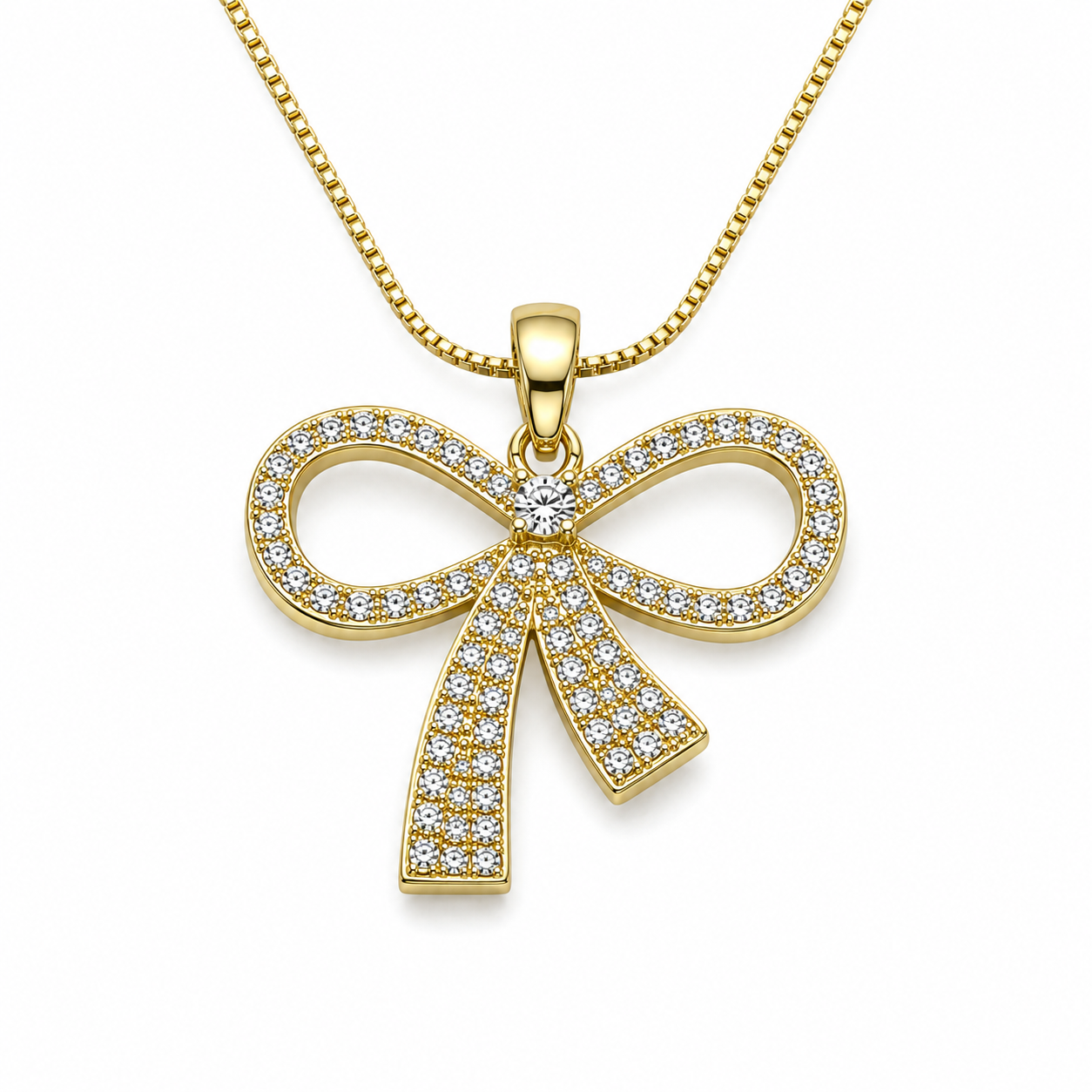 Crystal Bow Pendant Necklace