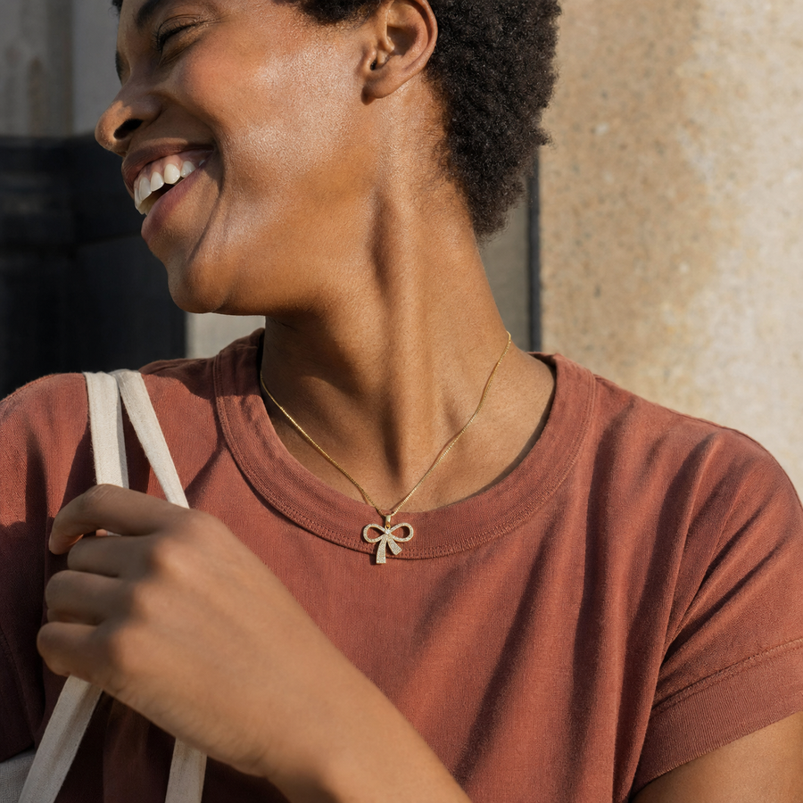 Crystal Bow Pendant Necklace