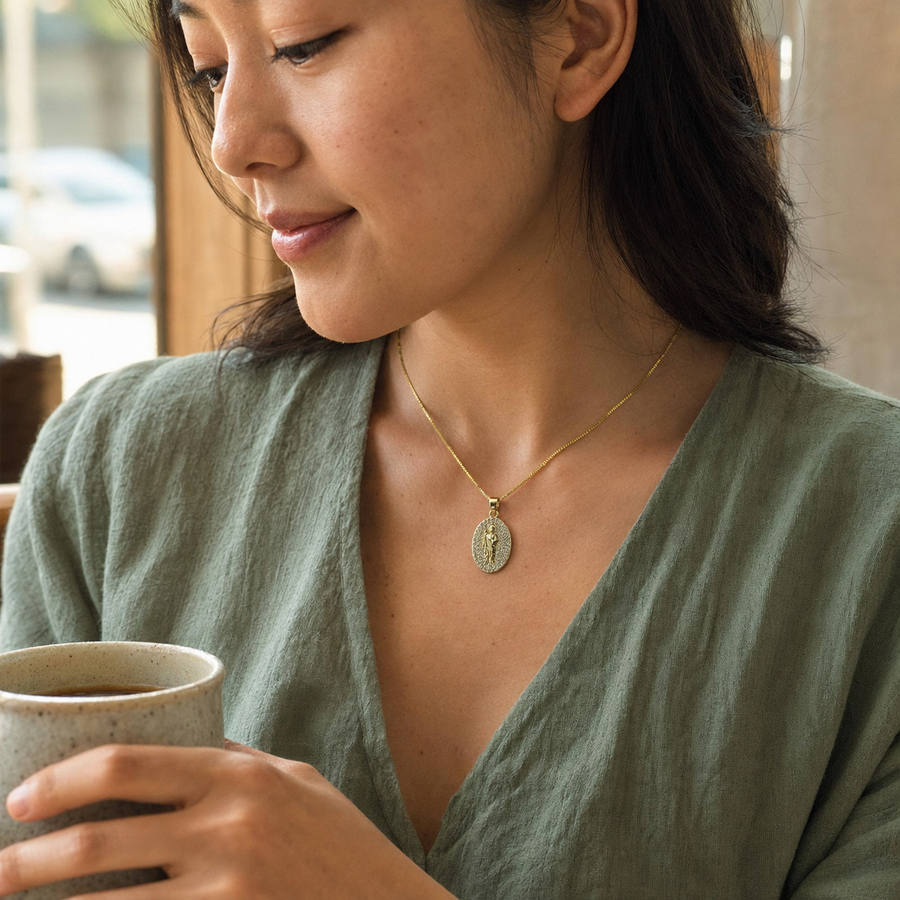 Crystal Saint Medallion Pendant Necklace