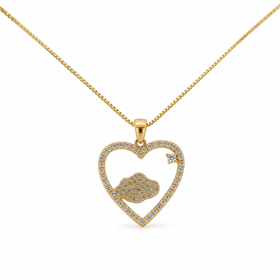 Crystal Kiss Heart Pendant Necklace