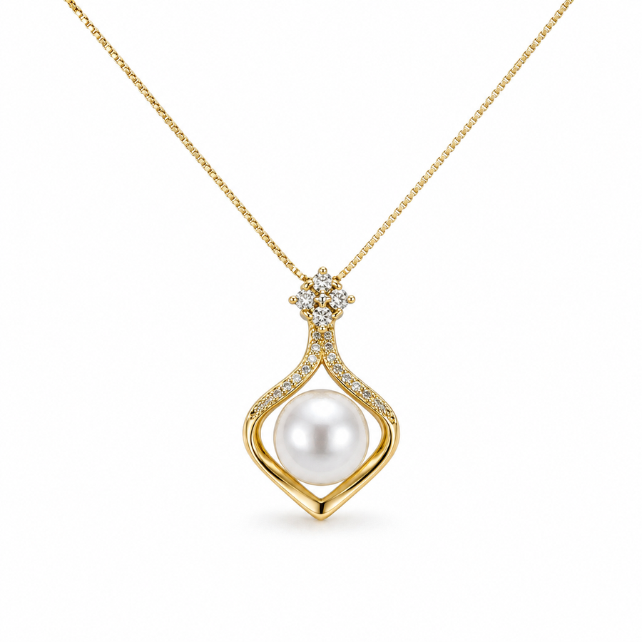 Crystal Pearl Drop Pendant Necklace