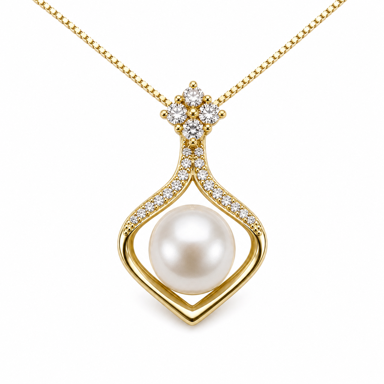 Crystal Pearl Drop Pendant Necklace