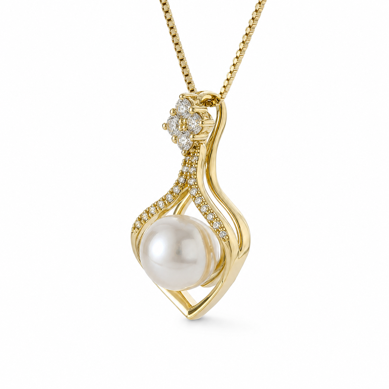 Crystal Pearl Drop Pendant Necklace