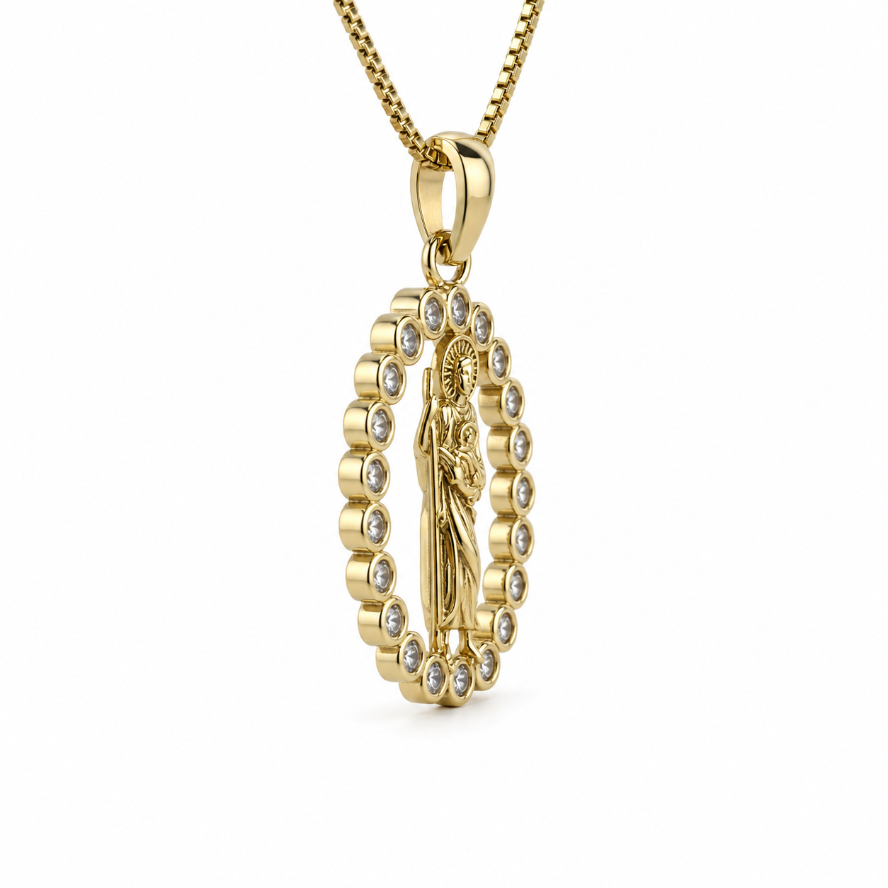 Crystal Saint Oval Pendant Necklace