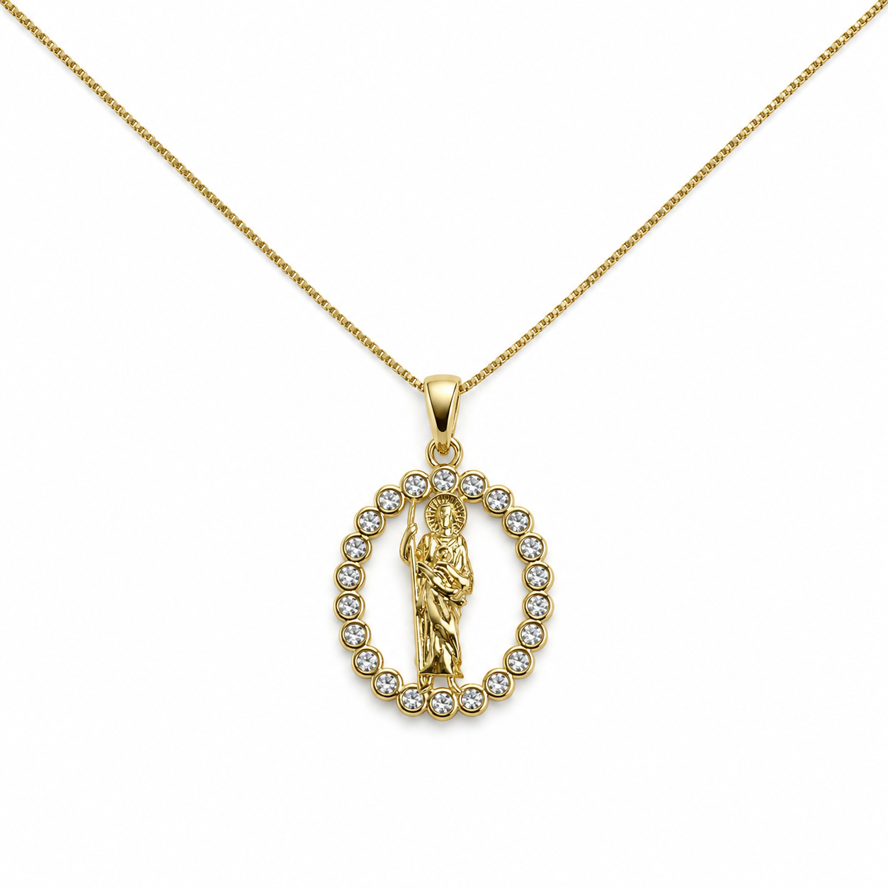Crystal Saint Oval Pendant Necklace
