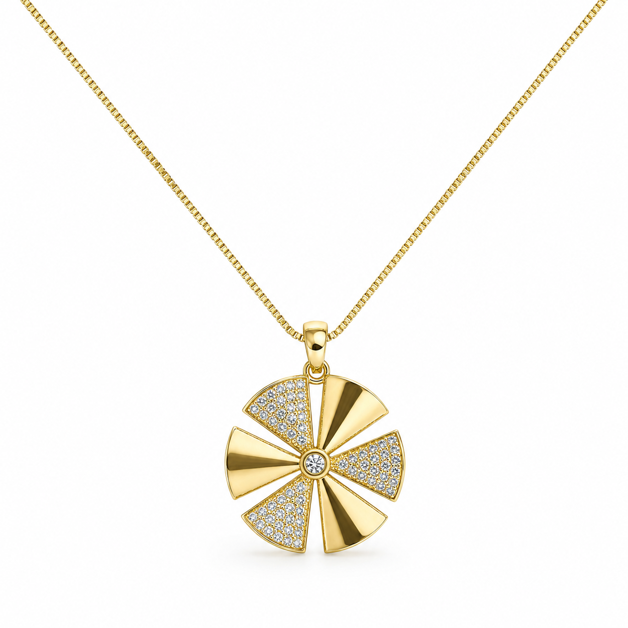 Crystal Pinwheel Pendant Necklace