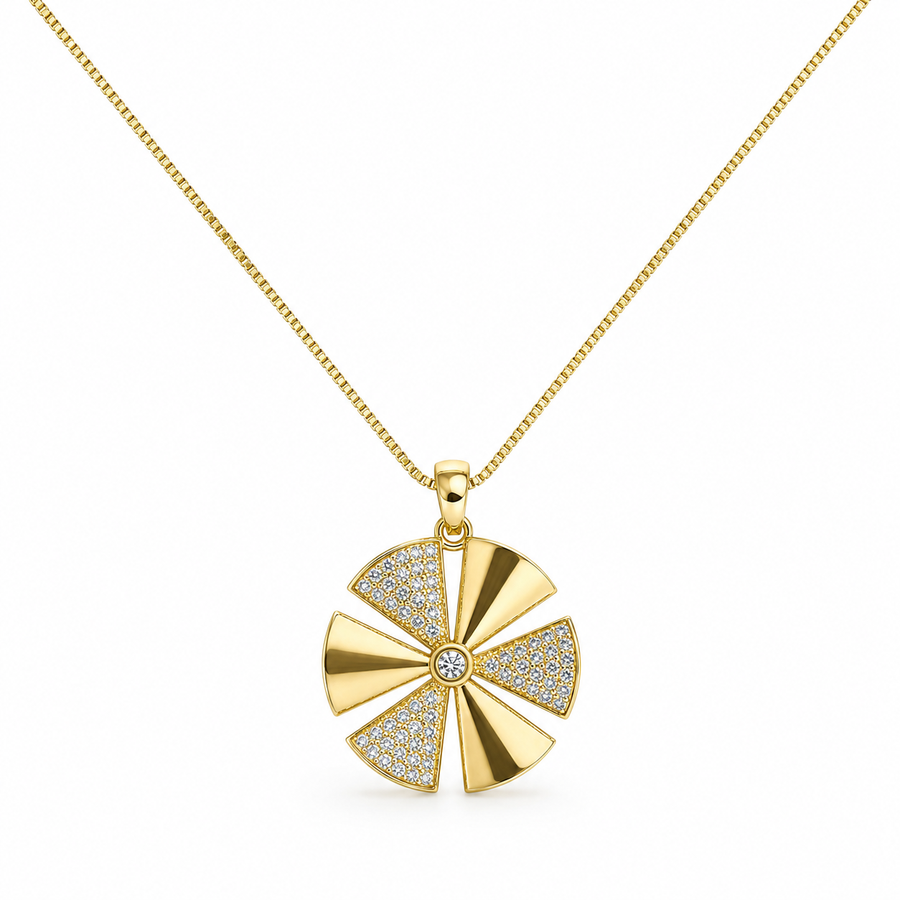 Crystal Pinwheel Pendant Necklace