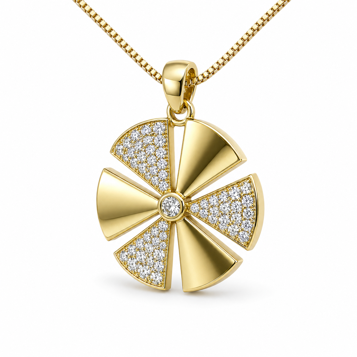 Crystal Pinwheel Pendant Necklace