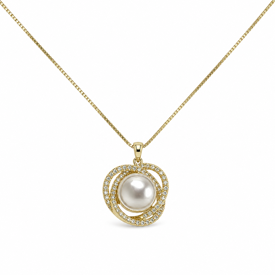 Crystal Pearl Swirl Pendant Necklace