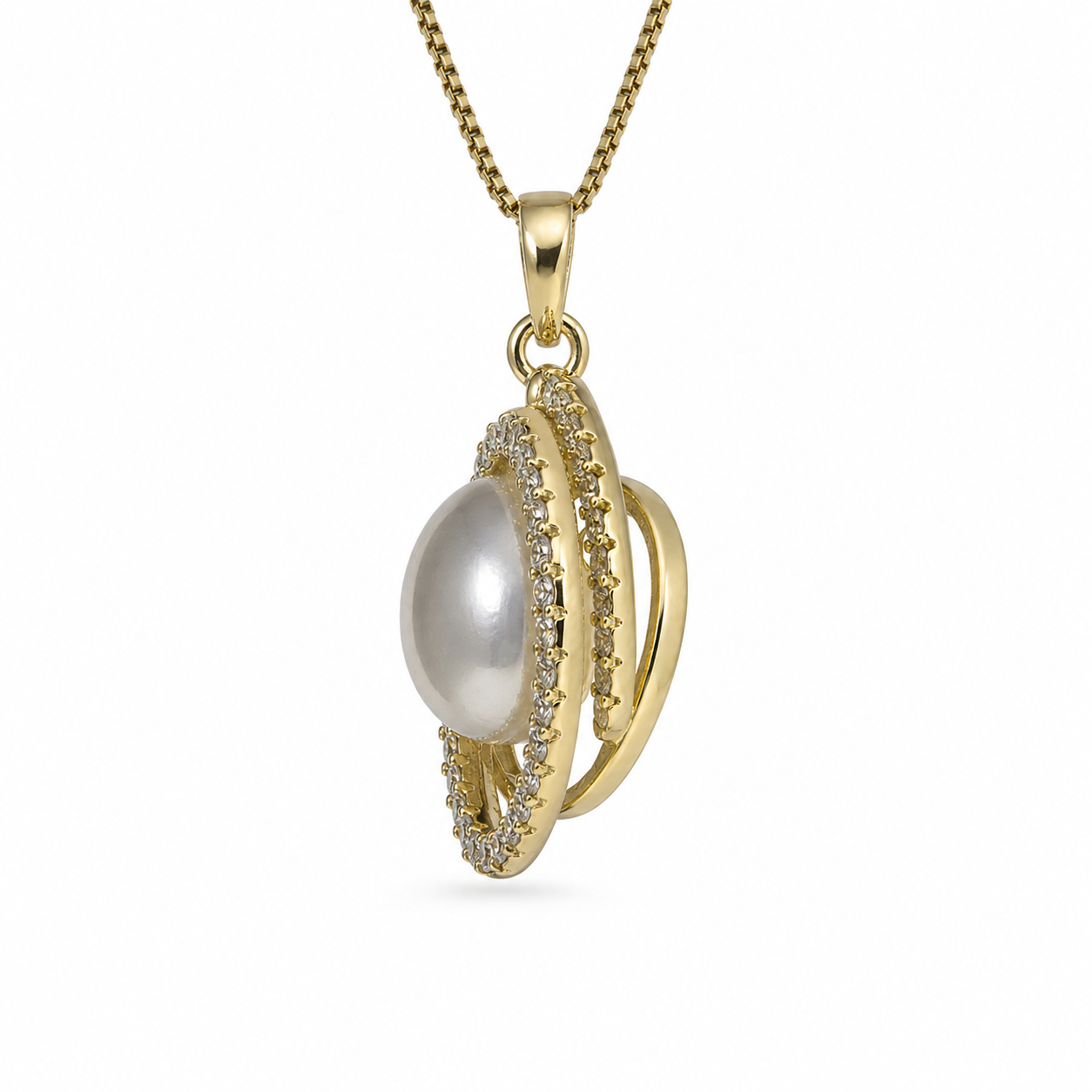 Crystal Pearl Swirl Pendant Necklace