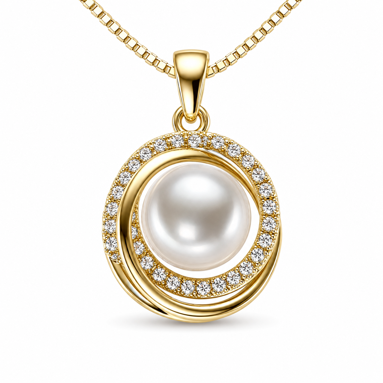 Crystal Pearl Swirl Pendant Necklace