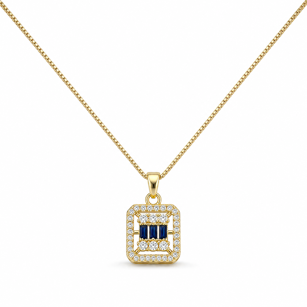 Crystal Baguette Mosaic Pendant Necklace