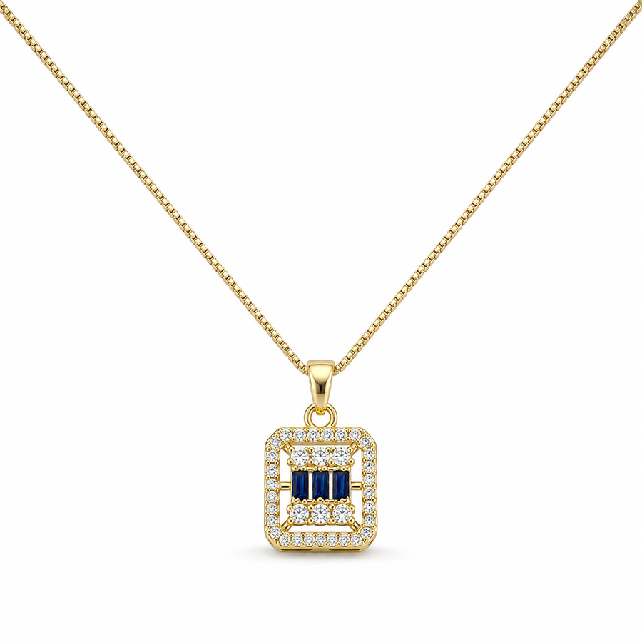 Crystal Baguette Mosaic Pendant Necklace