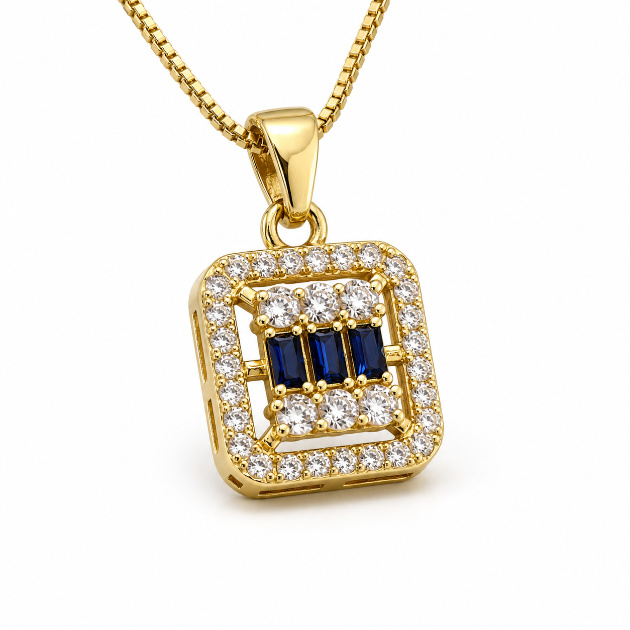 Crystal Baguette Mosaic Pendant Necklace