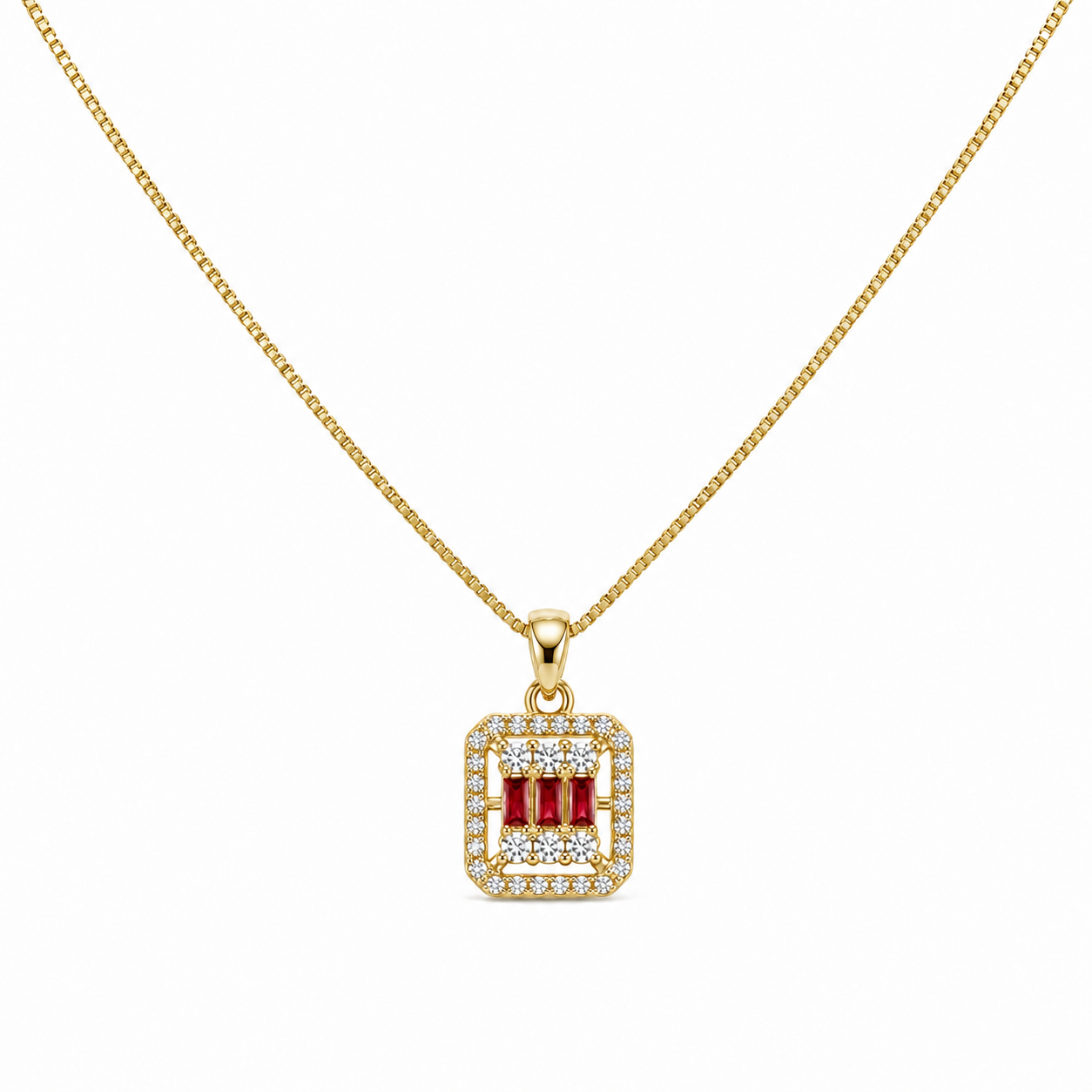 Crystal Baguette Mosaic Pendant Necklace