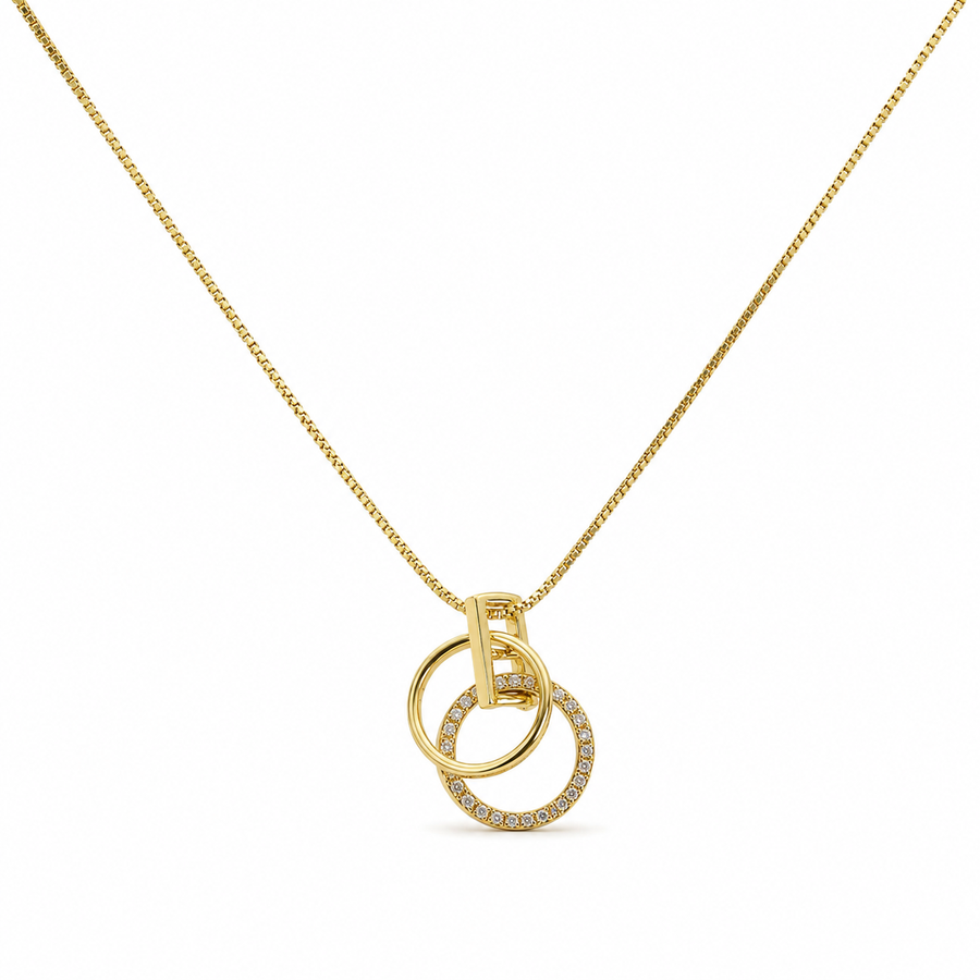 Crystal Interlocking Circle Pendant Necklace
