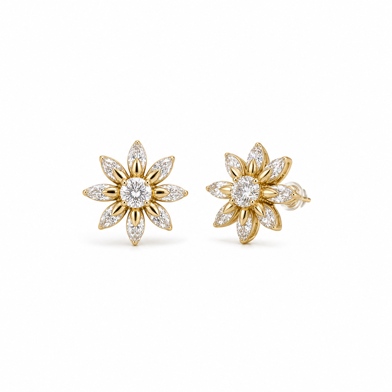 Crystal Flower Stud Earrings
