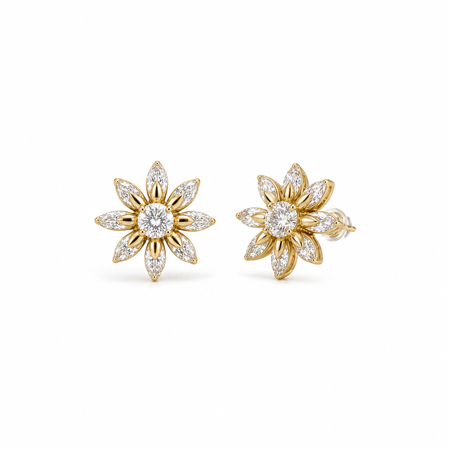 Crystal Flower Stud Earrings