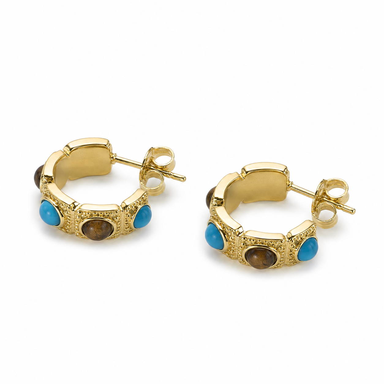 Turquoise Charm Hoop Earrings