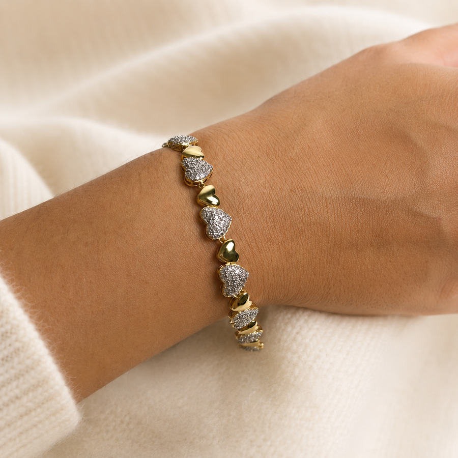 Crystal Heart Station Bracelet