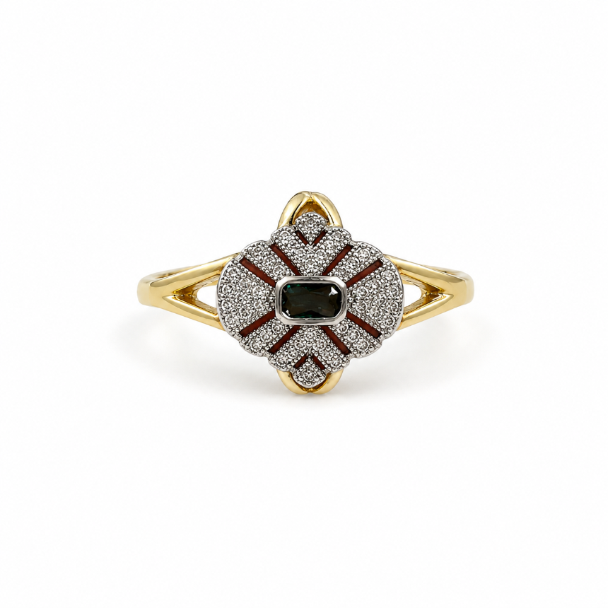 Green Crystal Art Deco Ring