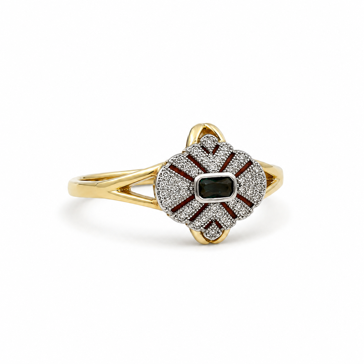 Green Crystal Art Deco Ring