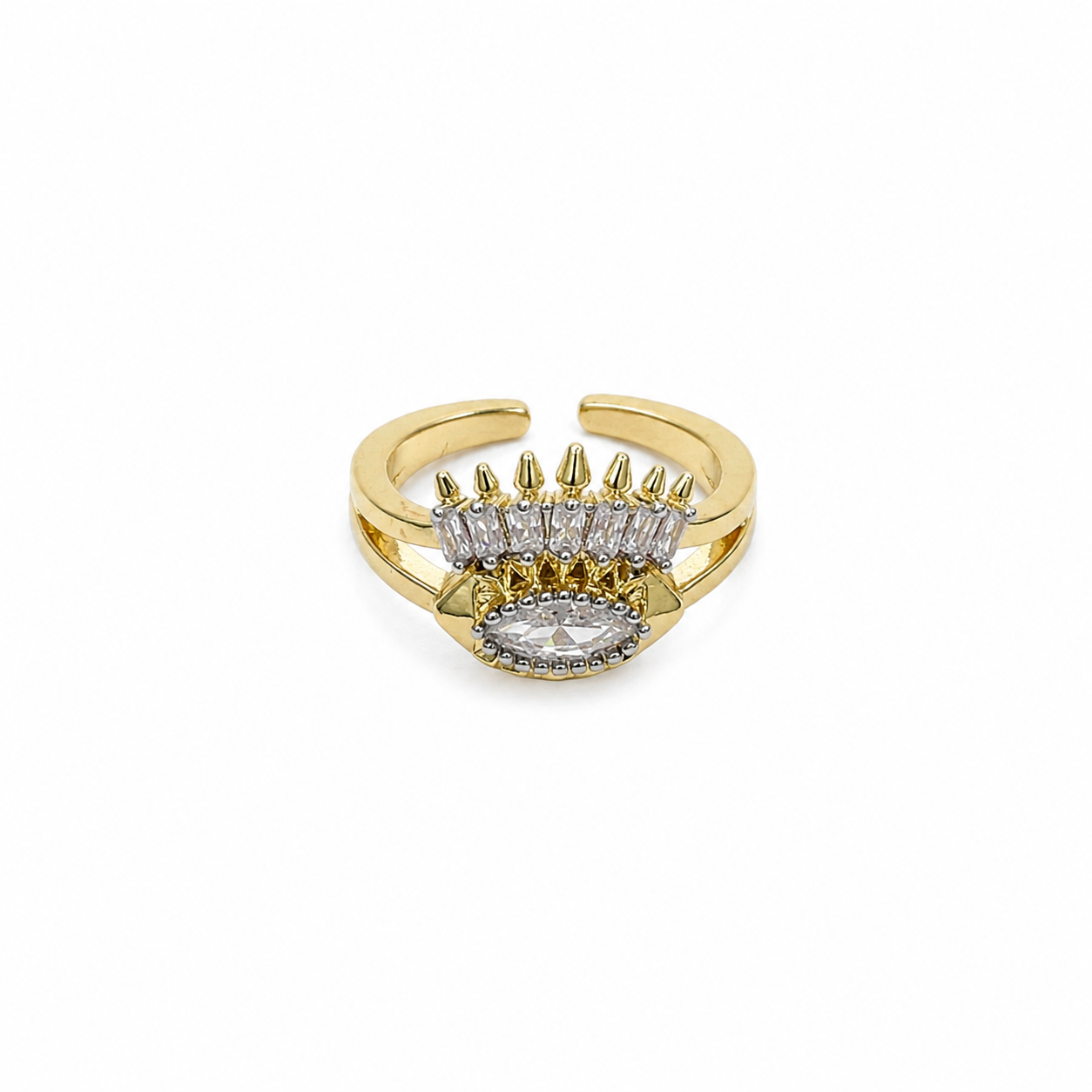 Crystal Eye Crown Open Ring