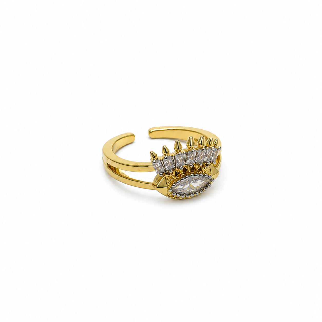 Crystal Eye Crown Open Ring