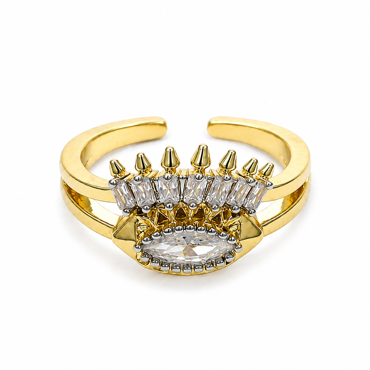 Crystal Eye Crown Open Ring
