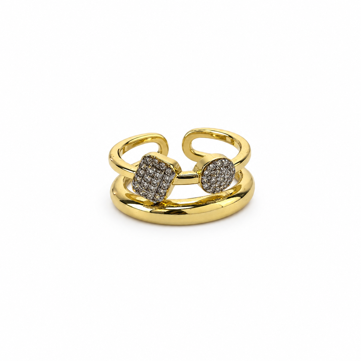 Crystal Geometric Duo Open Ring