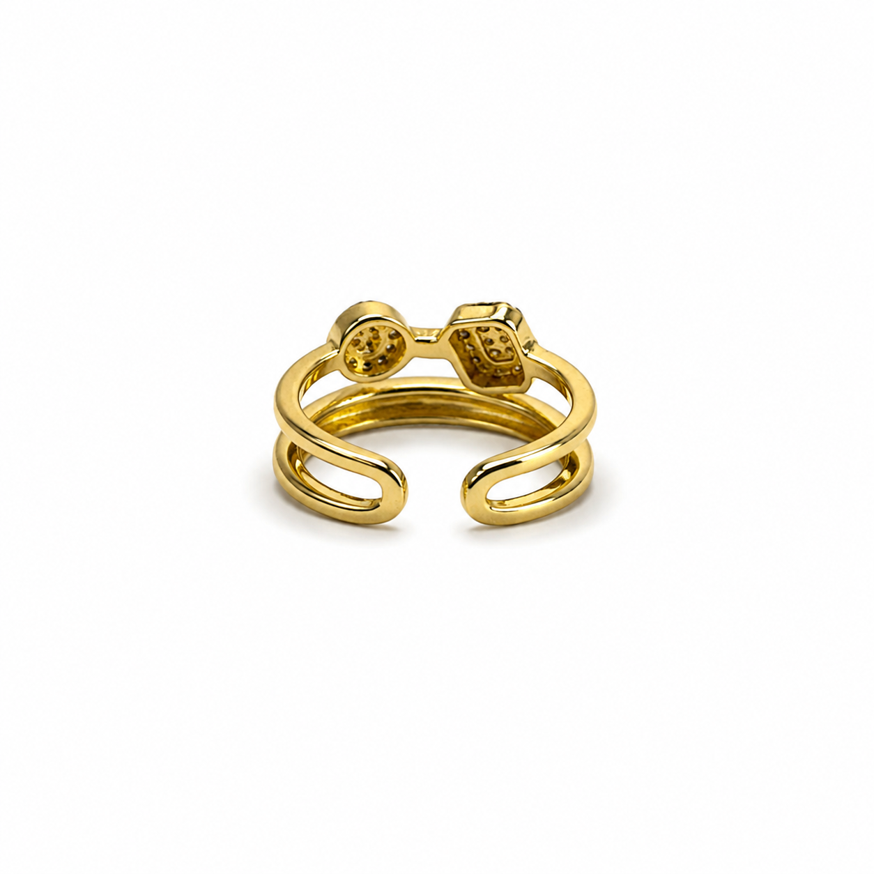 Crystal Geometric Duo Open Ring