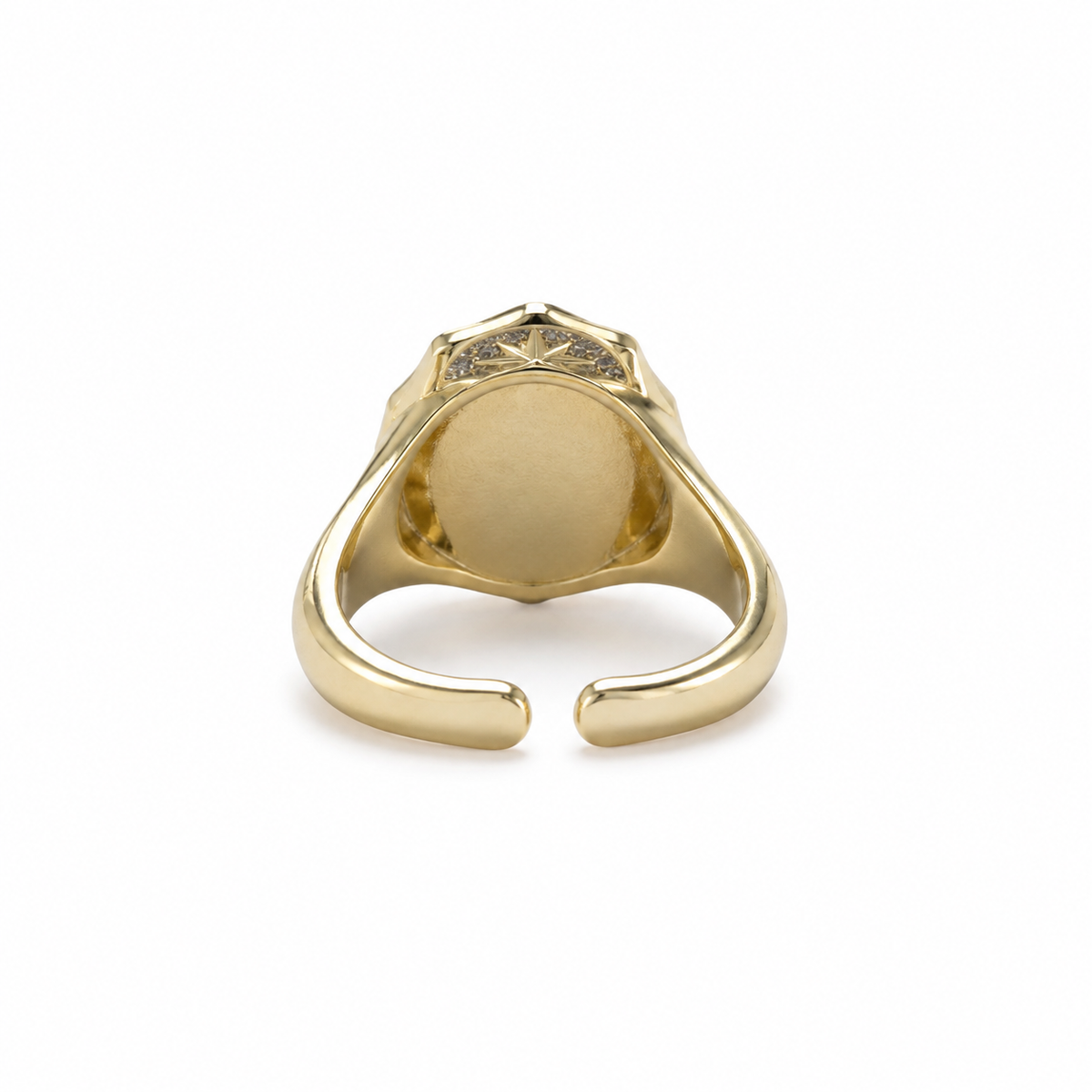 Crystal North Star Medallion Open Ring