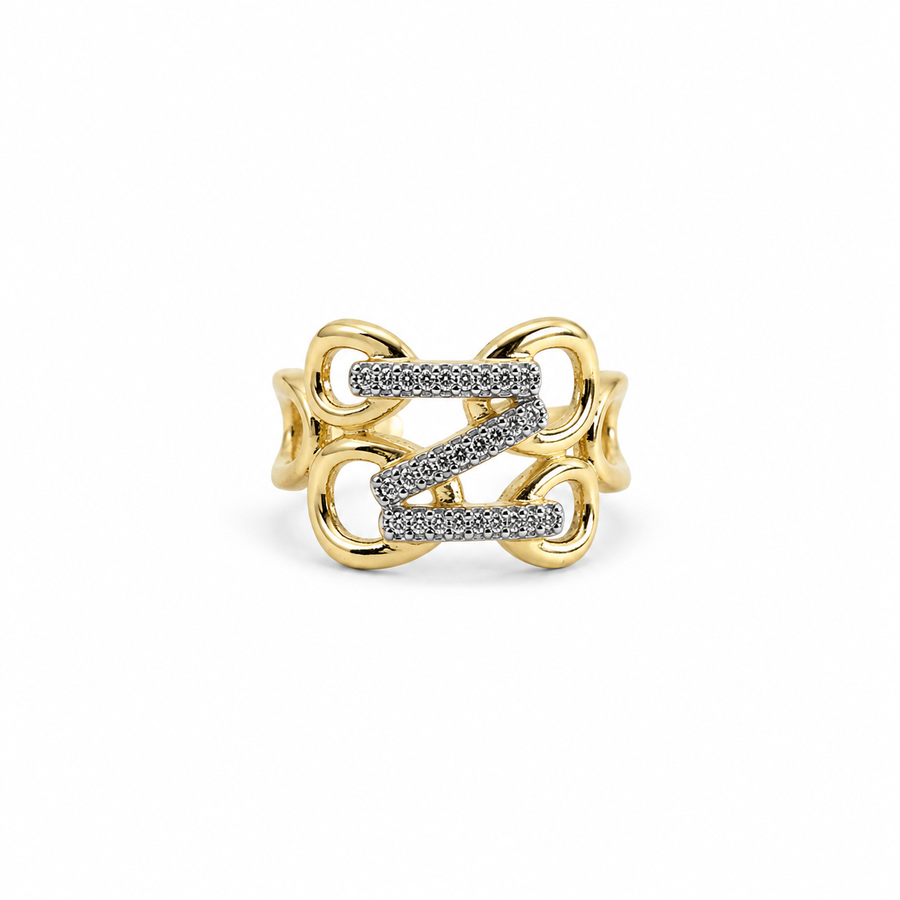 Crystal Link Statement Open Ring