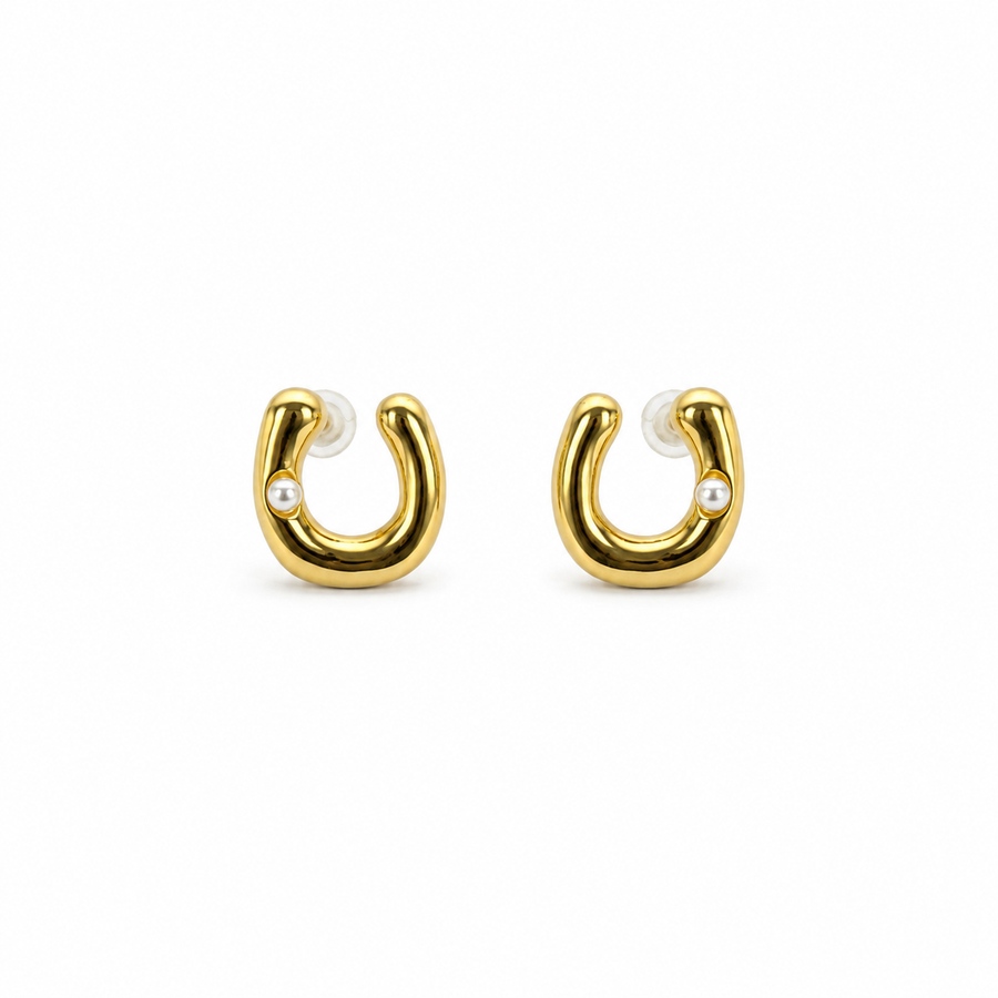 Pearl Open Hoop Earrings