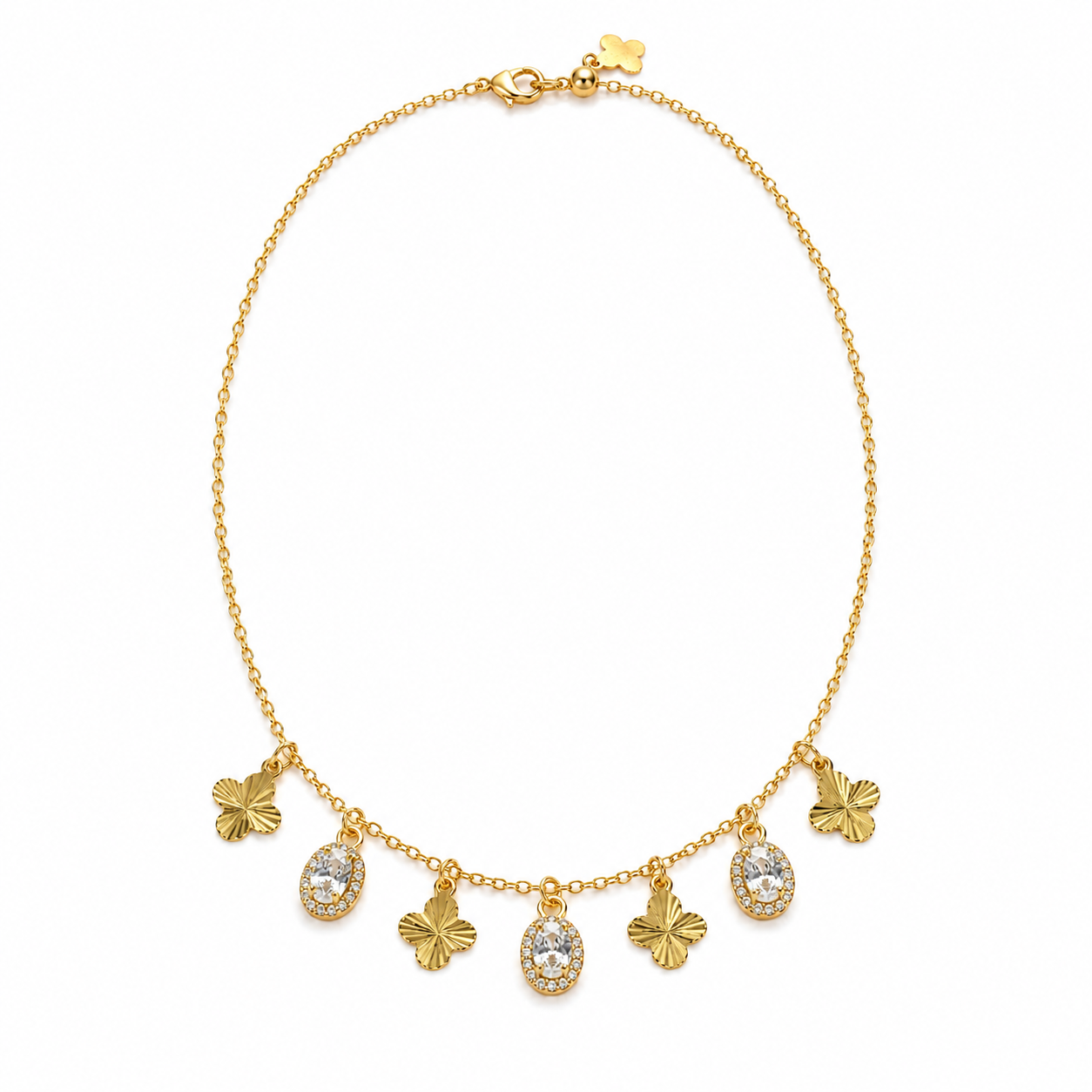 Crystal Clover Charm Necklace