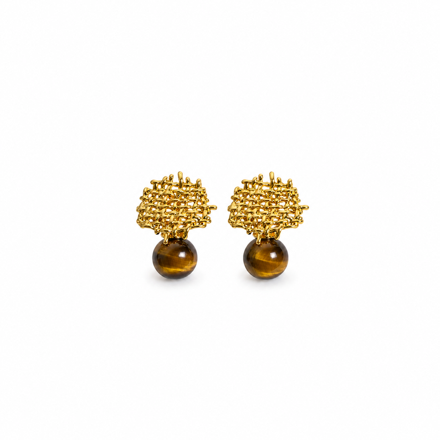 Sculptural Woven Bead Drop Earrings