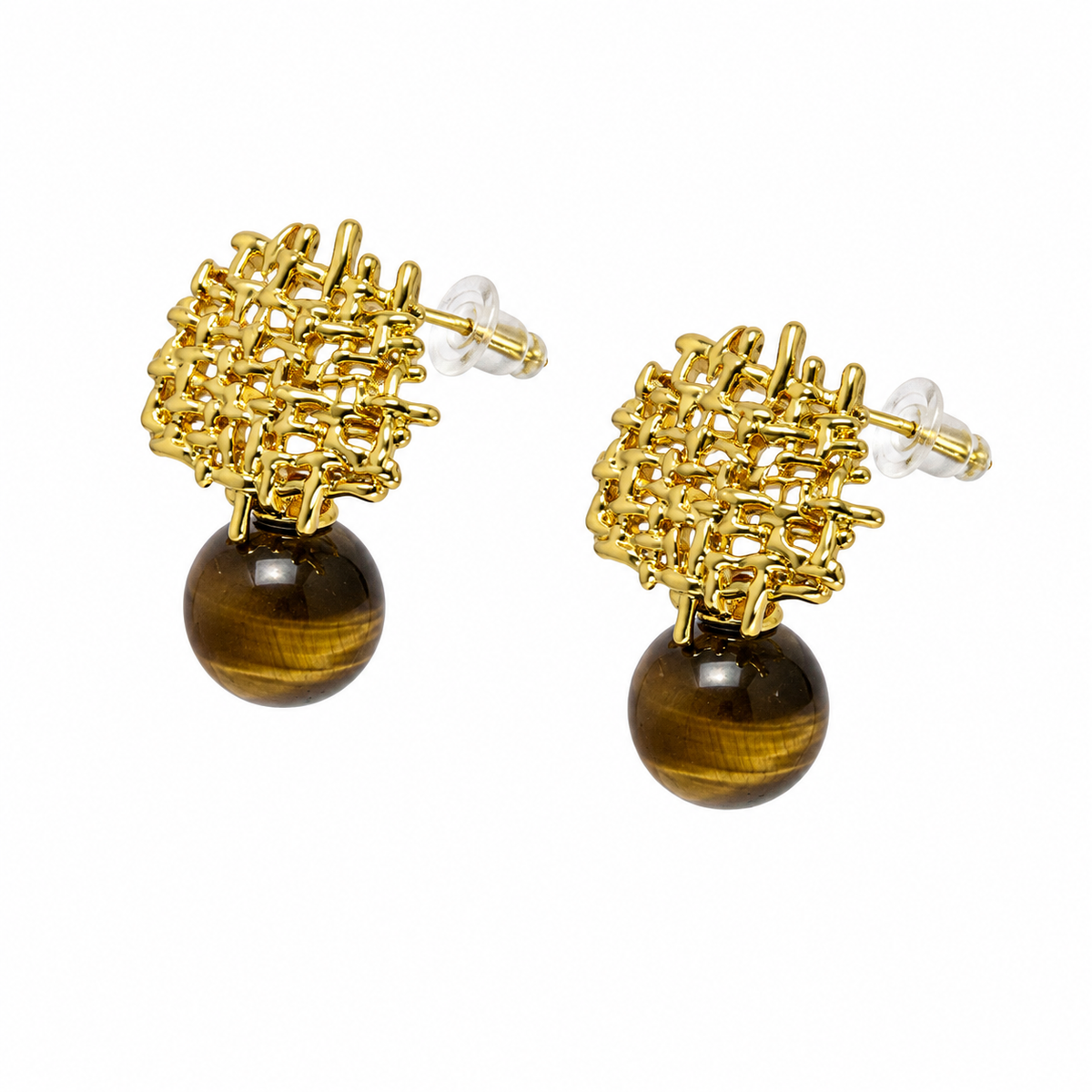 Sculptural Woven Bead Drop Earrings
